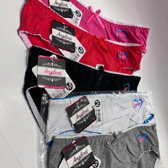 5 Pack Medium Panty Bundle Pink Red‎ White Black Gray panties NEW WITH TAGS - Picture 1 of 11